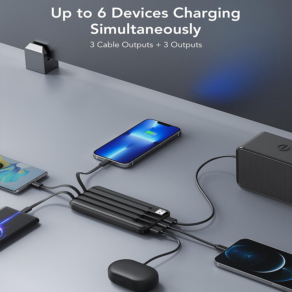 Batería Externa 10.000 mAh con 4 Salidas USB