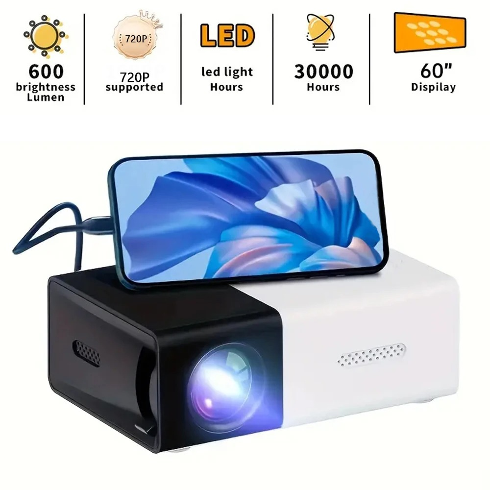 Mini Proyector Portátil con Soporte Extensible 1080P HD