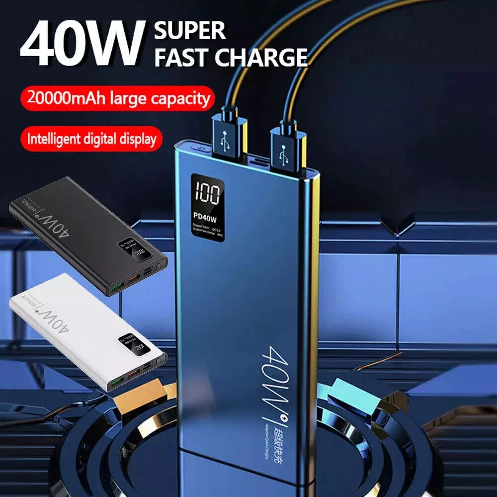 Batería Externa 40W 20.000mAh Carga Ultra Rápida