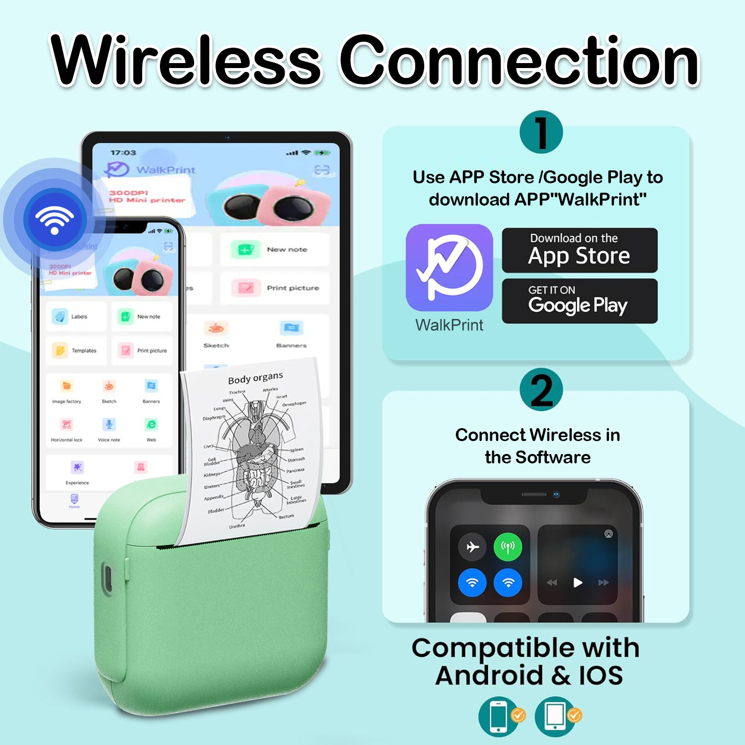 Mini Impresora Térmica HD WalkPrint Bluetooth