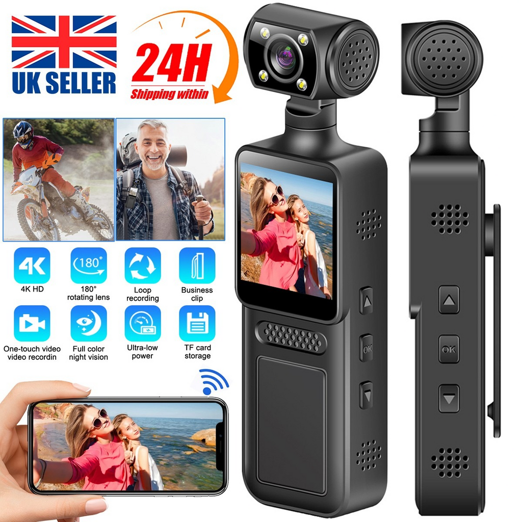 Cámara de Acción de Bolsillo 4K con Pantalla Giratoria WiFi