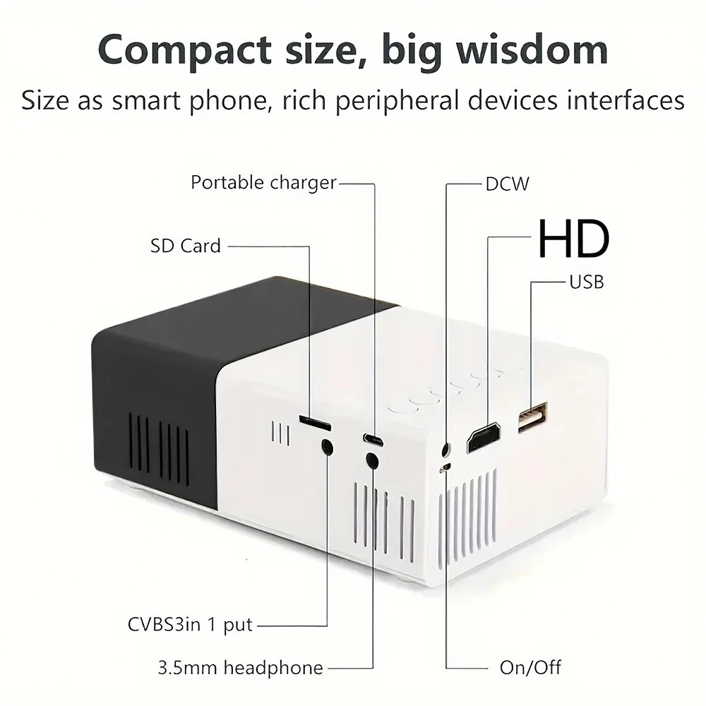 Mini Proyector Portátil con Soporte Extensible 1080P HD