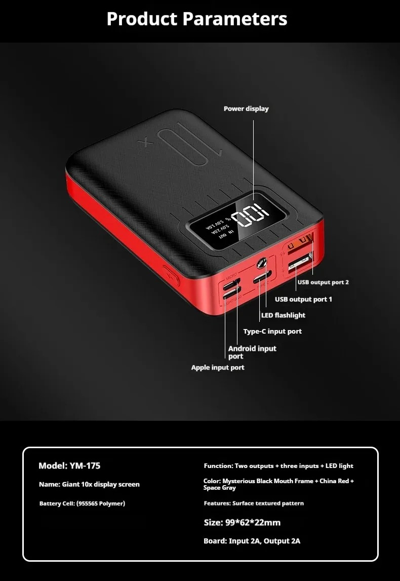 Batería Externa Ultra Fina 10.000 mAh Carga Rápida