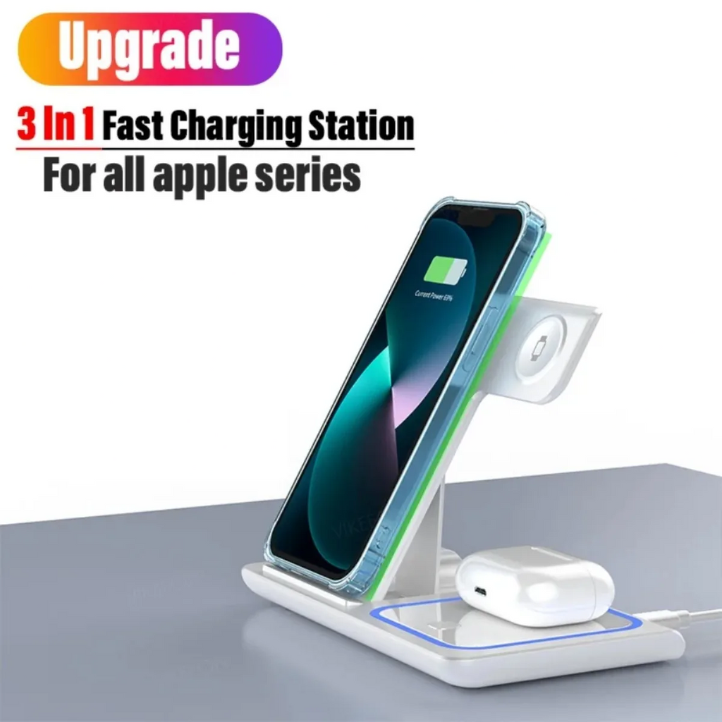 Estación de Carga Inalámbrica 3 en 1 Plegable para iPhone, Apple Watch y AirPods