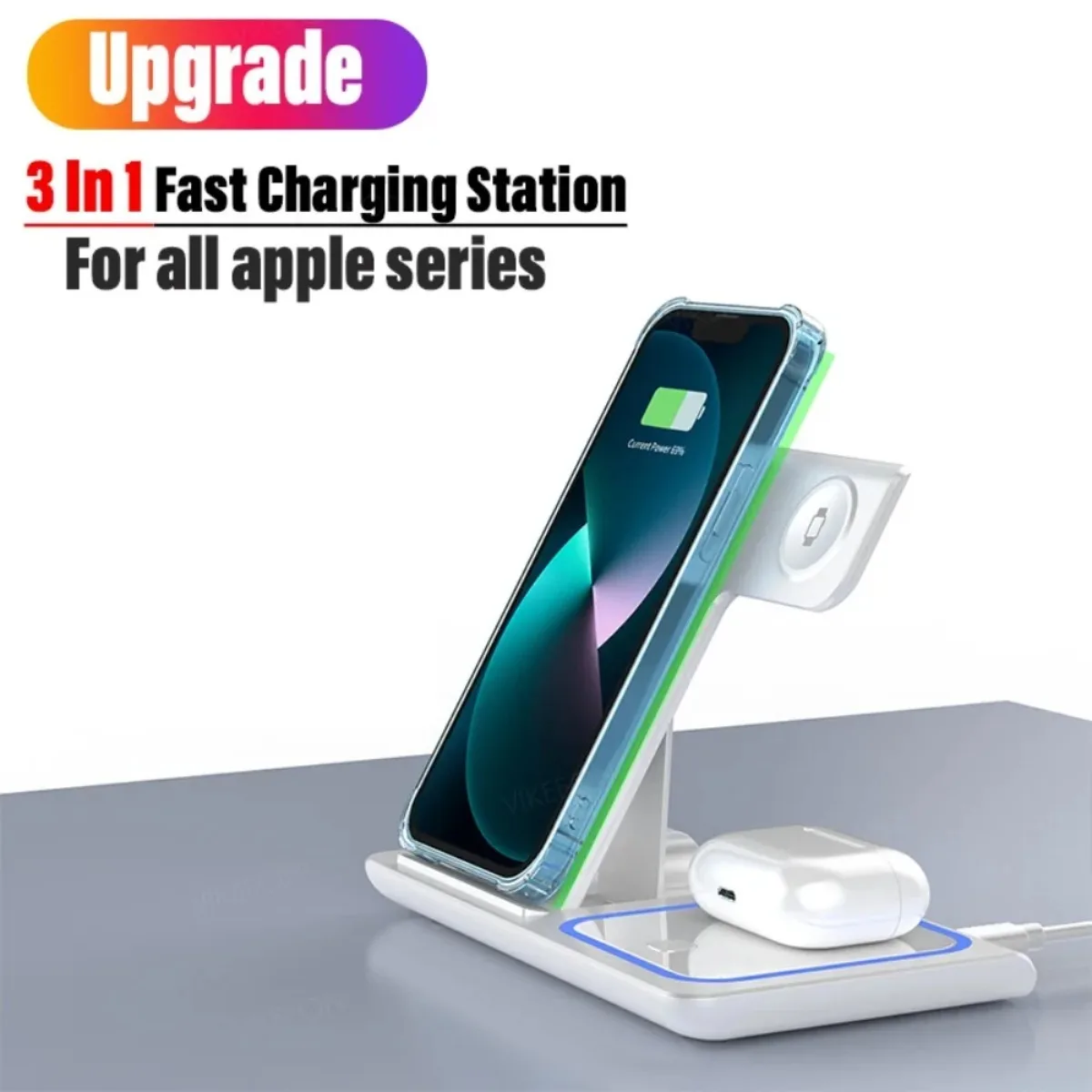Estación de Carga Inalámbrica 3 en 1 Plegable para iPhone, Apple Watch y AirPods
