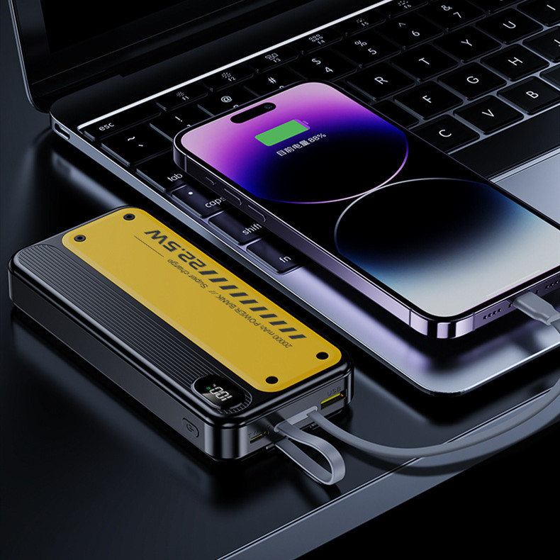 Batería Externa de Gran Capacidad con Carga Rápida y Cables Integrados