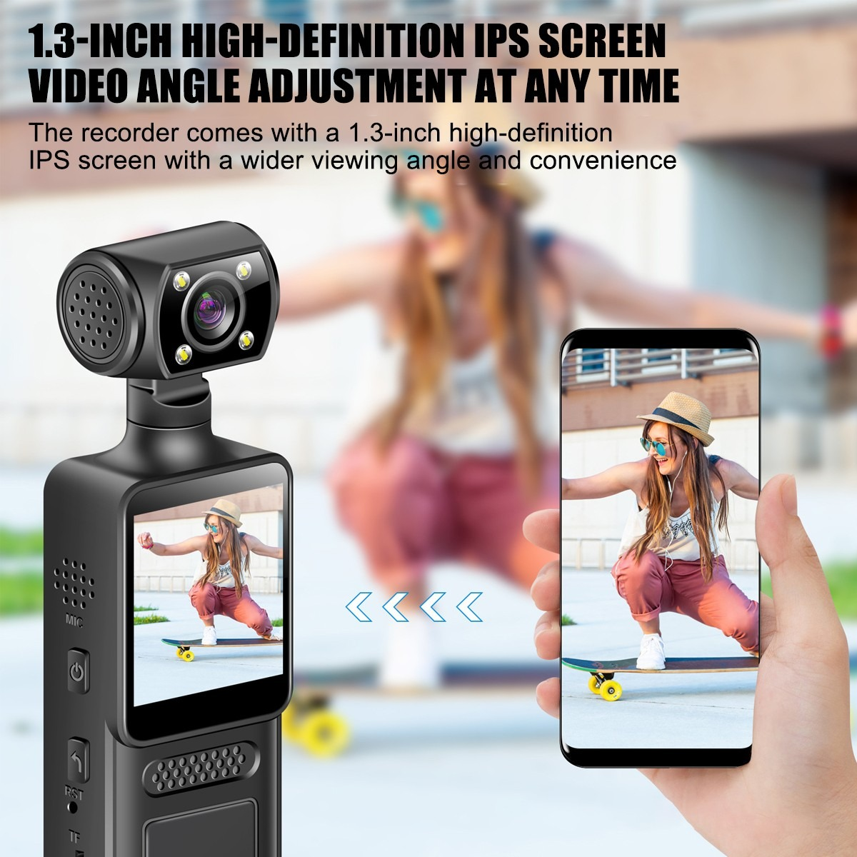 Cámara de Acción de Bolsillo 4K con Pantalla Giratoria WiFi