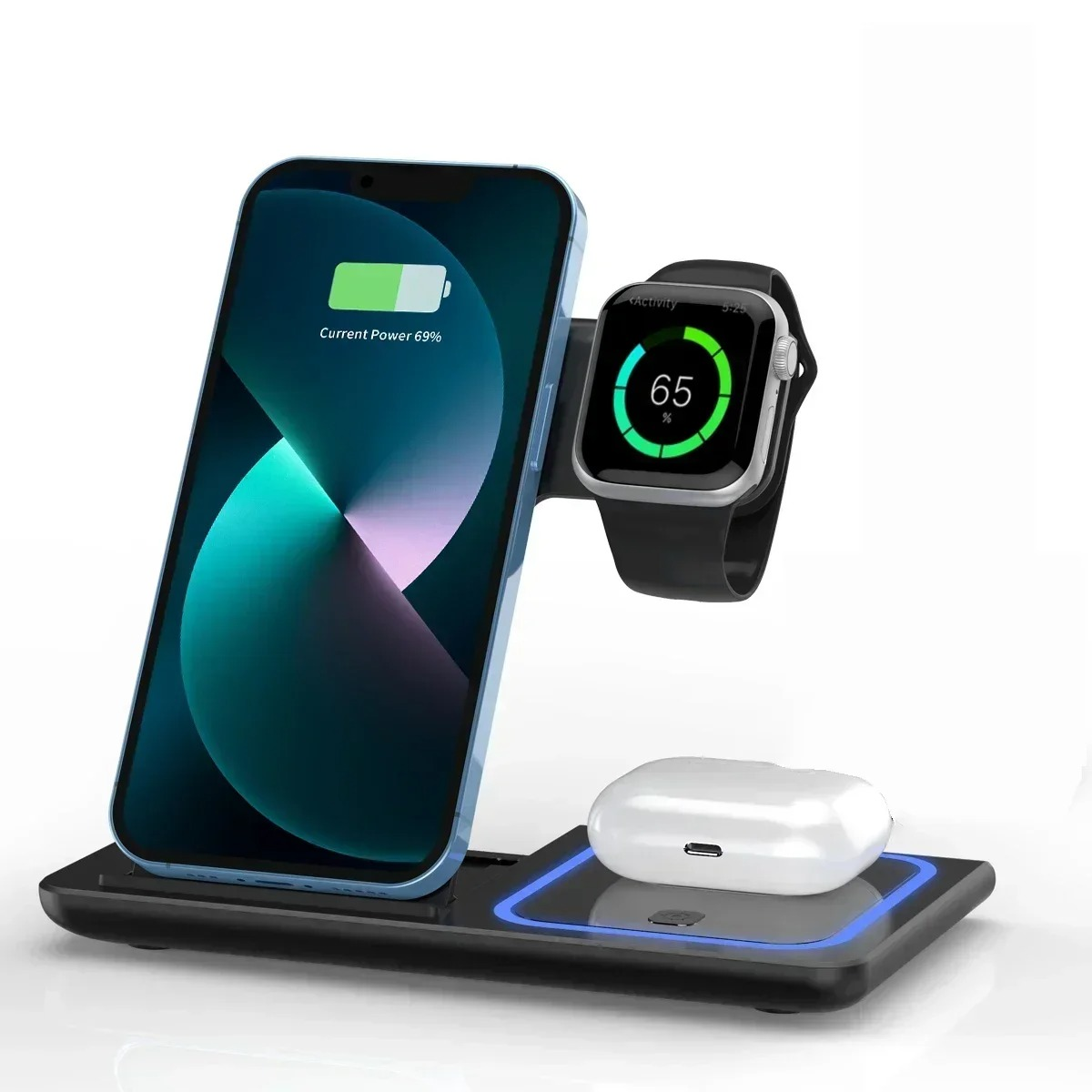 Estación de Carga Inalámbrica 3 en 1 Plegable para iPhone, Apple Watch y AirPods