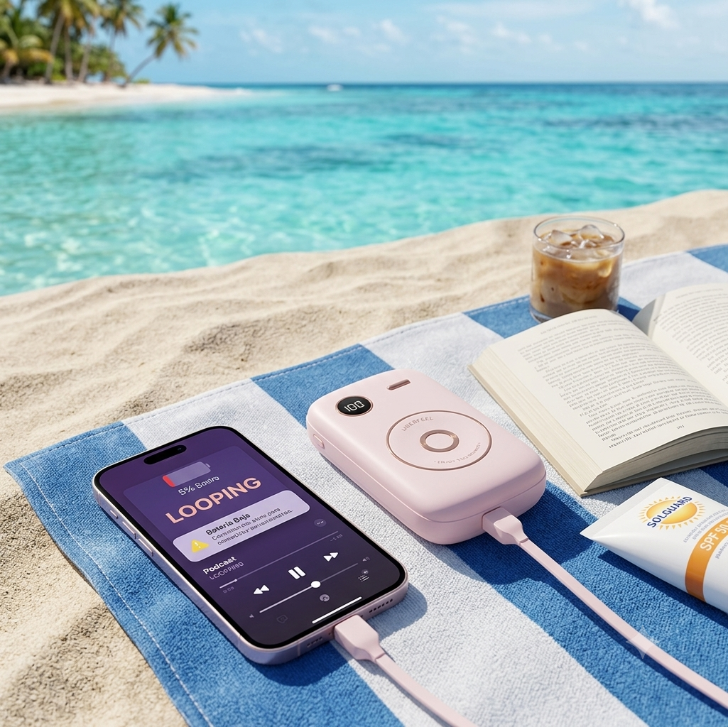 Batería Externa Mini 10.000 mAh Diseño Retro Portátil