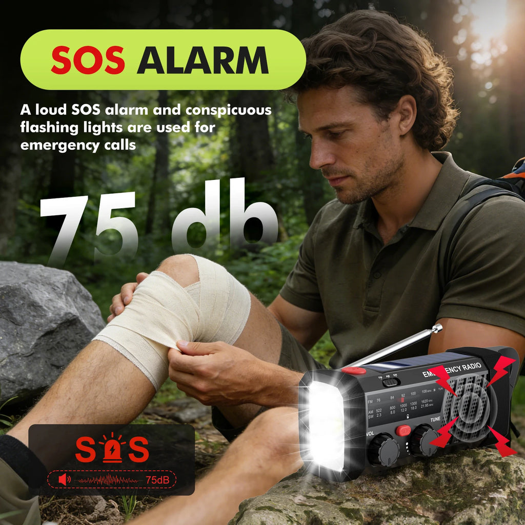 Radio de Emergencia con Alarma SOS y Linterna
