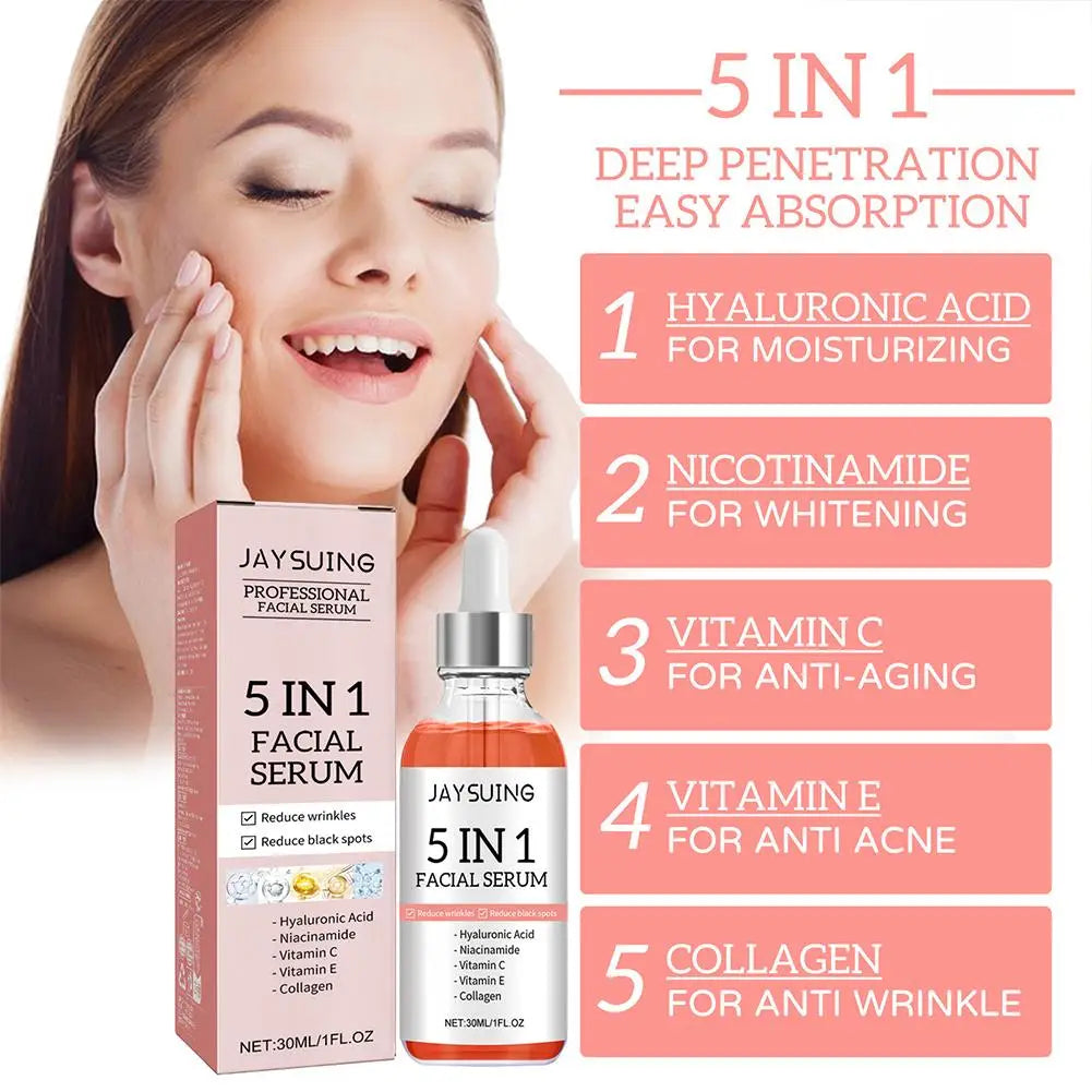 Sérum Facial 5 en 1 Vitamina C y Ácido Hialurónico