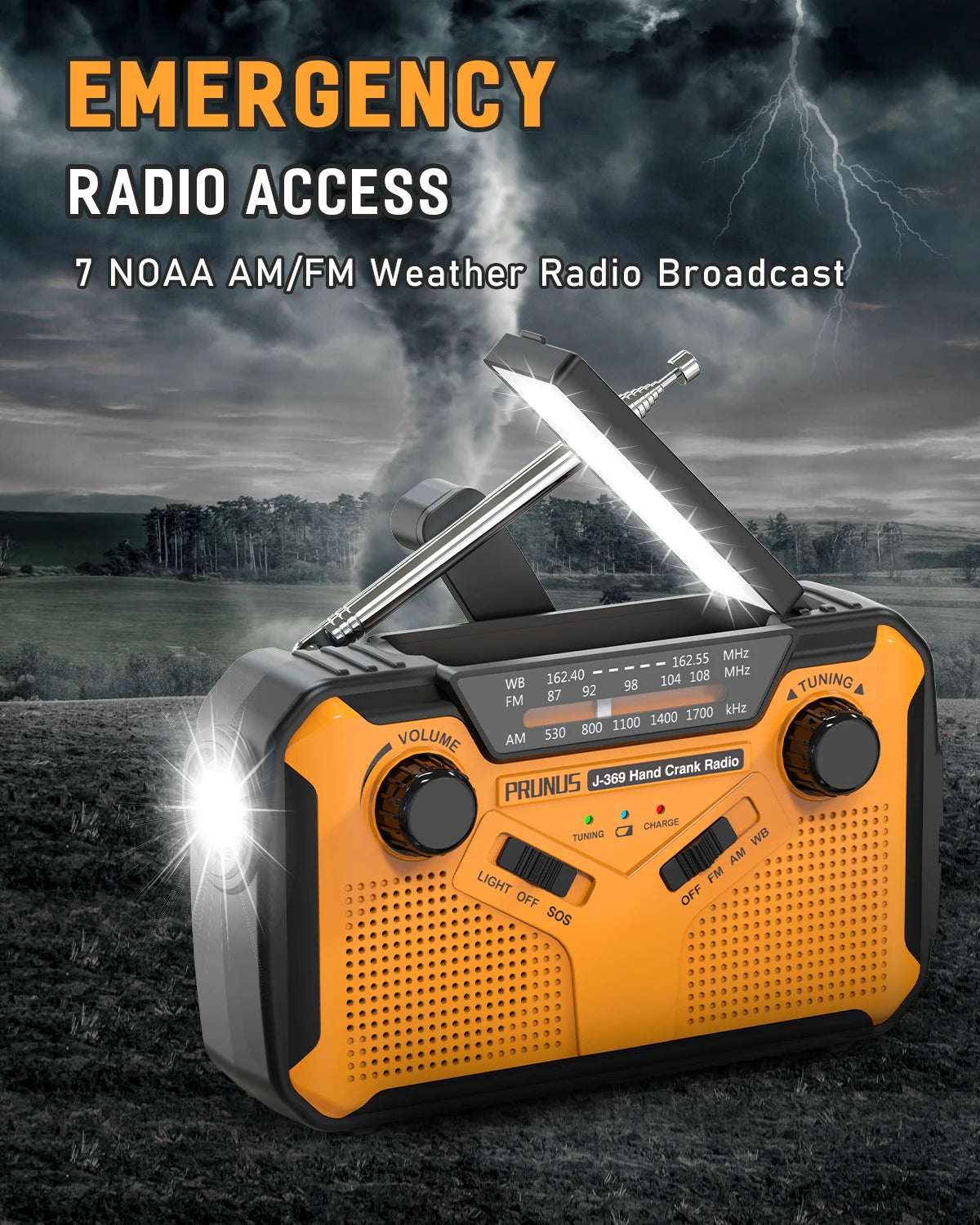 Radio de Emergencia Solar con Power Bank y Linterna