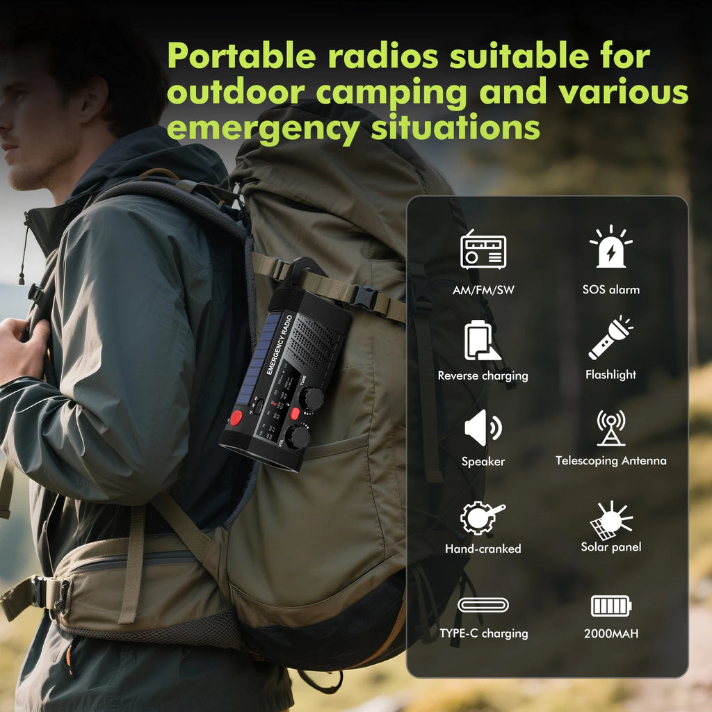 Radio de Emergencia con Alarma SOS y Linterna