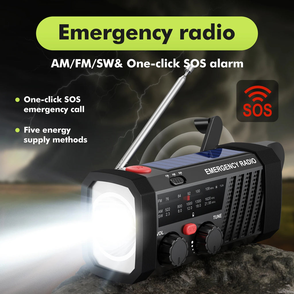Radio de Emergencia con Alarma SOS y Linterna