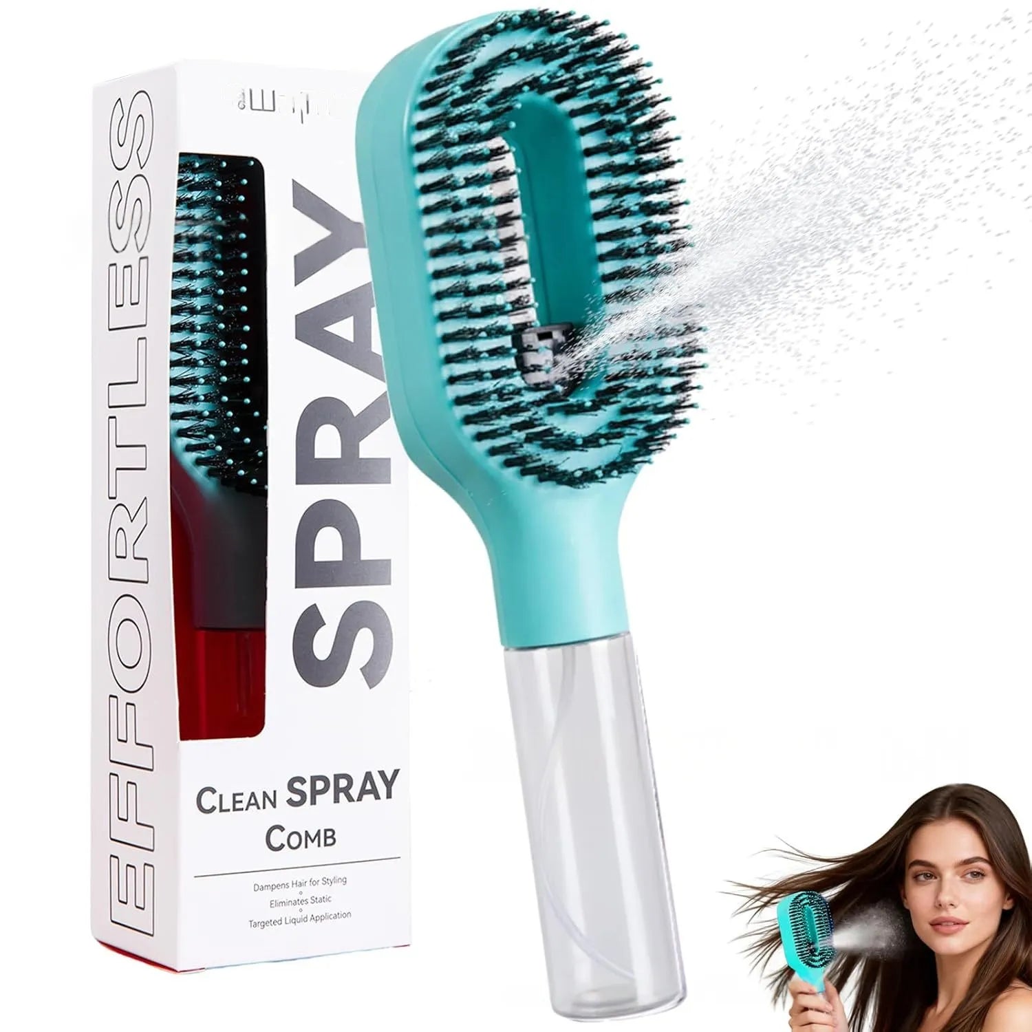 Cepillo 2 en 1 Desenredante con Pulverizador de Agua y Aceites Esenciales